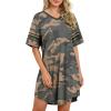 imageWEACZZY Nightgowns for Women Soft Sleep Shirt V Neck Short Sleeve Loungewear Loose Comfy NightShirtsCamo Green