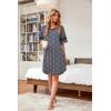 imageWEACZZY Nightgowns for Women Soft Sleep Shirt V Neck Short Sleeve Loungewear Loose Comfy NightShirtsDot Navy Blue