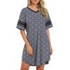 imageWEACZZY Nightgowns for Women Soft Sleep Shirt V Neck Short Sleeve Loungewear Loose Comfy NightShirtsDot Navy Blue