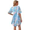 imageWEACZZY Nightgowns for Women Soft Sleep Shirt V Neck Short Sleeve Loungewear Loose Comfy NightShirtsFloral Light Blue