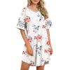 imageWEACZZY Nightgowns for Women Soft Sleep Shirt V Neck Short Sleeve Loungewear Loose Comfy NightShirtsFloral White