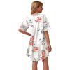 imageWEACZZY Nightgowns for Women Soft Sleep Shirt V Neck Short Sleeve Loungewear Loose Comfy NightShirtsFloral White