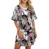imageWEACZZY Nightgowns for Women Soft Sleep Shirt V Neck Short Sleeve Loungewear Loose Comfy NightShirtsLeaf Pink