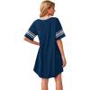imageWEACZZY Nightgowns for Women Soft Sleep Shirt V Neck Short Sleeve Loungewear Loose Comfy NightShirtsNavy Blue