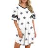 imageWEACZZY Nightgowns for Women Soft Sleep Shirt V Neck Short Sleeve Loungewear Loose Comfy NightShirtsNavy Star White