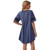 imageWEACZZY Nightgowns for Women Soft Sleep Shirt V Neck Short Sleeve Loungewear Loose Comfy NightShirtsPurple Gray