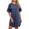 imageWEACZZY Nightgowns for Women Soft Sleep Shirt V Neck Short Sleeve Loungewear Loose Comfy NightShirtsPurple Gray