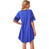 imageWEACZZY Nightgowns for Women Soft Sleep Shirt V Neck Short Sleeve Loungewear Loose Comfy NightShirtsRoyal Blue