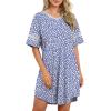 imageWEACZZY Nightgowns for Women Soft Sleep Shirt V Neck Short Sleeve Loungewear Loose Comfy NightShirtsSpotted Blue