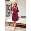 imageWEACZZY Nightgowns for Women Soft Sleep Shirt V Neck Short Sleeve Loungewear Loose Comfy NightShirtsWine Red