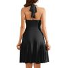 imageWEACZZY Summer Dresses for Women 2025 Beach Mini Swing Dress Halter V Neck Sleeveless Backless Sundresses with Pockets01 Black