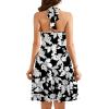 imageWEACZZY Summer Dresses for Women 2025 Beach Mini Swing Dress Halter V Neck Sleeveless Backless Sundresses with PocketsSketch White Black