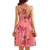 imageWEACZZY Summer Dresses for Women 2025 Beach Mini Swing Dress Halter V Neck Sleeveless Backless Sundresses with PocketsSugar Pink
