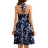 imageWEACZZY Summer Dresses for Women 2025 Beach Mini Swing Dress Halter V Neck Sleeveless Backless Sundresses with PocketsWhite Navy