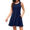 imageWEACZZY Women Summer Casual Swing T Shirt Dresses Beach Cover up Loose DressA Navy Blue