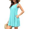 imageWEACZZY Women Summer Casual Swing T Shirt Dresses Beach Cover up Loose DressA Nile Blue