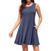 imageWEACZZY Women Summer Casual Swing T Shirt Dresses Beach Cover up Loose DressA Purple Gray