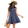 imageWEACZZY Women Summer Casual Swing T Shirt Dresses Beach Cover up Loose DressA Purple Gray