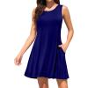 imageWEACZZY Women Summer Casual Swing T Shirt Dresses Beach Cover up Loose DressA Royal Blue