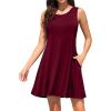 imageWEACZZY Women Summer Casual Swing T Shirt Dresses Beach Cover up Loose DressA Wine Red