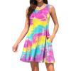 imageWEACZZY Women Summer Casual Swing T Shirt Dresses Beach Cover up Loose DressColorful Yellow