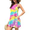 imageWEACZZY Women Summer Casual Swing T Shirt Dresses Beach Cover up Loose DressColorful Yellow