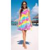 imageWEACZZY Women Summer Casual Swing T Shirt Dresses Beach Cover up Loose DressColorful Yellow