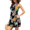 imageWEACZZY Women Summer Casual Swing T Shirt Dresses Beach Cover up Loose DressFloralyellow Green