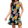 imageWEACZZY Women Summer Casual Swing T Shirt Dresses Beach Cover up Loose DressFloralyellow Green