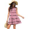 imageWEACZZY Women Summer Casual Swing T Shirt Dresses Beach Cover up Loose DressStripe Pink