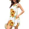 imageWEACZZY Women Summer Casual Swing T Shirt Dresses Beach Cover up Loose DressSunflower White