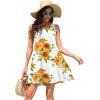 imageWEACZZY Women Summer Casual Swing T Shirt Dresses Beach Cover up Loose DressSunflower White