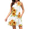 imageWEACZZY Women Summer Casual Swing T Shirt Dresses Beach Cover up Loose DressSunflower White