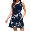 imageWEACZZY Women Summer Casual Swing T Shirt Dresses Beach Cover up Loose DressWhite Flower Navy