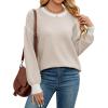 imageWEACZZY Womens 2024 Fall Fashion Crew Neck Long Sleeve Oversized Color Block Sweaters Ribbed Knit Side Slit Pullover TopsApricot