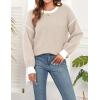 imageWEACZZY Womens 2024 Fall Fashion Crew Neck Long Sleeve Oversized Color Block Sweaters Ribbed Knit Side Slit Pullover TopsApricot