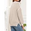 imageWEACZZY Womens 2024 Fall Fashion Crew Neck Long Sleeve Oversized Color Block Sweaters Ribbed Knit Side Slit Pullover TopsApricot