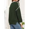imageWEACZZY Womens 2024 Fall Fashion Crew Neck Long Sleeve Oversized Color Block Sweaters Ribbed Knit Side Slit Pullover TopsArmy Green