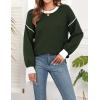 imageWEACZZY Womens 2024 Fall Fashion Crew Neck Long Sleeve Oversized Color Block Sweaters Ribbed Knit Side Slit Pullover TopsArmy Green