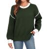 imageWEACZZY Womens 2024 Fall Fashion Crew Neck Long Sleeve Oversized Color Block Sweaters Ribbed Knit Side Slit Pullover TopsArmy Green