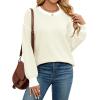imageWEACZZY Womens 2024 Fall Fashion Crew Neck Long Sleeve Oversized Color Block Sweaters Ribbed Knit Side Slit Pullover TopsBeige