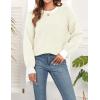 imageWEACZZY Womens 2024 Fall Fashion Crew Neck Long Sleeve Oversized Color Block Sweaters Ribbed Knit Side Slit Pullover TopsBeige