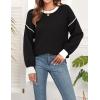 imageWEACZZY Womens 2024 Fall Fashion Crew Neck Long Sleeve Oversized Color Block Sweaters Ribbed Knit Side Slit Pullover TopsBlack