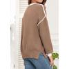 imageWEACZZY Womens 2024 Fall Fashion Crew Neck Long Sleeve Oversized Color Block Sweaters Ribbed Knit Side Slit Pullover TopsKhaki