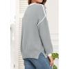 imageWEACZZY Womens 2024 Fall Fashion Crew Neck Long Sleeve Oversized Color Block Sweaters Ribbed Knit Side Slit Pullover TopsLight Gray