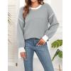 imageWEACZZY Womens 2024 Fall Fashion Crew Neck Long Sleeve Oversized Color Block Sweaters Ribbed Knit Side Slit Pullover TopsLight Gray