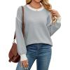 imageWEACZZY Womens 2024 Fall Fashion Crew Neck Long Sleeve Oversized Color Block Sweaters Ribbed Knit Side Slit Pullover TopsLight Gray