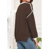 imageWEACZZY Womens 2024 Fall Fashion Crew Neck Long Sleeve Oversized Color Block Sweaters Ribbed Knit Side Slit Pullover TopsNut