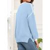 imageWEACZZY Womens 2024 Fall Fashion Crew Neck Long Sleeve Oversized Color Block Sweaters Ribbed Knit Side Slit Pullover TopsSky Blue