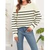 imageWEACZZY Womens 2024 Fall Fashion Crew Neck Long Sleeve Oversized Color Block Sweaters Ribbed Knit Side Slit Pullover TopsStriped Apricot
